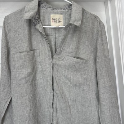 Thread & Supply Long Sleeve Cotton Button Down Shirt Large