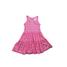 Cat  Jack Girls Pink Lace Dress Pom Trim Sleeveless Tiered Skirt
