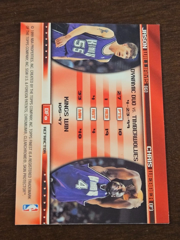 1999 00 Topps 最佳双功能 CHRIS WEBBER JASON WILLIAMS 左 REF — 第 2/2 张图片