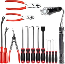 15 Pcs Precision Pick and Hook Set for Auto Mechanic Plumbing，Clip Pliers Remo