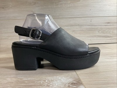 Fitflop Pilar Black Leather Platform Slingback Sandals - Size 8.5 Chunky