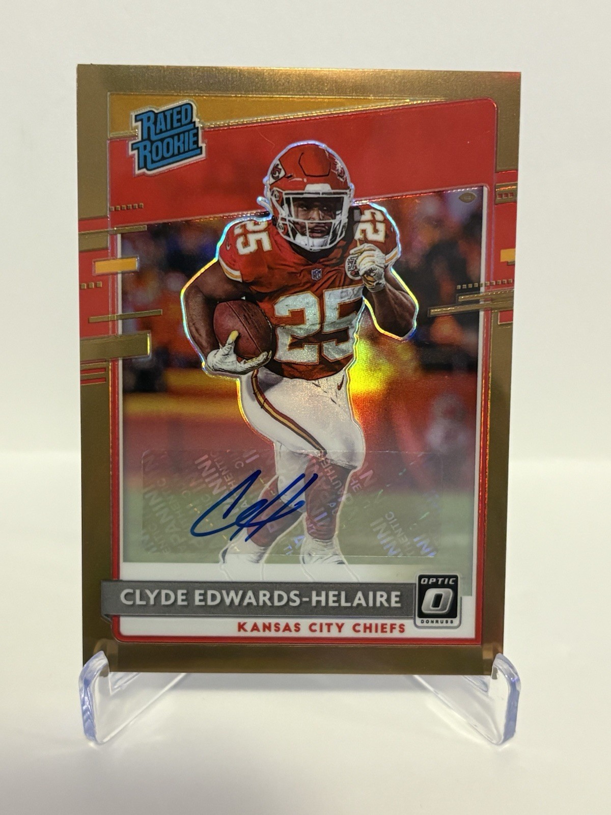 2020 Donruss Optic Bronze Auto #171 Clyde Edwards-Helaire RC