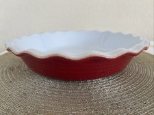 Emile Henry France Pie Dish – 26cm Red Ceramic Fluted Tart Quiche Baking
