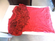 Affliction shirt red grunge wing skull design mens 2xl great gift