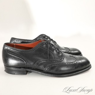 #1 MENSWEAR Alden Made in USA Black Polished Leather 926 Wingtip Shoes 10.5 B/D
