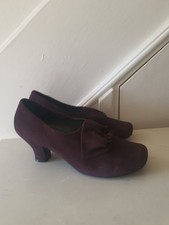 Hotter Donna Size 9/43 EXF ( Wide Fit) Plum Suede Leather Low Heel Shoes.
