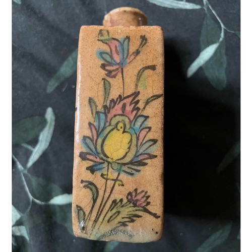 Antike handbemalte Iznik Qajar Perser Vase - Pfau/Vögel, Laub/Blumen - Bild 3 von 5