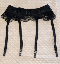 VTG Black Satin Garter Belt Style 24 (Small) Acetate
