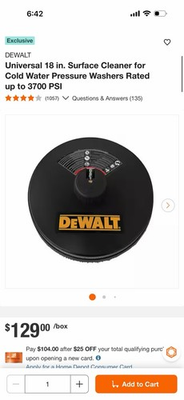 #ad DEWALT Universal 18 in. Surface Cleaner for Cold Water Pressure Washers $80.00