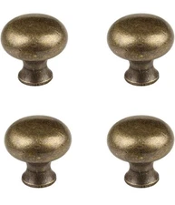 4 PCS 1.0'' x 0.9'' Antique Style Brass Simple and Elegant Pulls Solid Knobs 