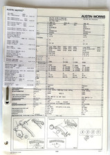 Test und Einstellwerte Austin Morris Autodata Oldtimer ab1968