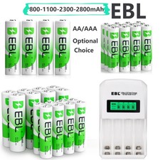 EBL AA, AAA NI-MH Rechargeable Batteries /optional Charger Lot 1100 2800mAh