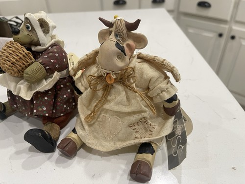 Vintage Russ Bear Josette & Cow Heaven Lee Fall Pilgrim Dressed With Tags - Picture 2 of 11
