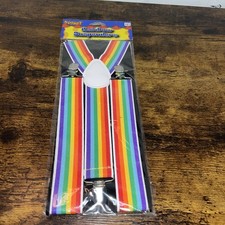 Spirit Rainbow Stripe Suspenders Unisex Adults Multicolor Adjustable Clowncore