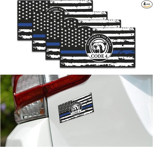 Thin Blue Line Car Sticker Decal, 4PCS Waterproof Vehicle Bumper Color ...