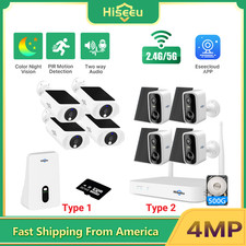 HISEEU 4MP 10CH Solar Battery Powered Wireless 5G WiFi IP Security Camera System