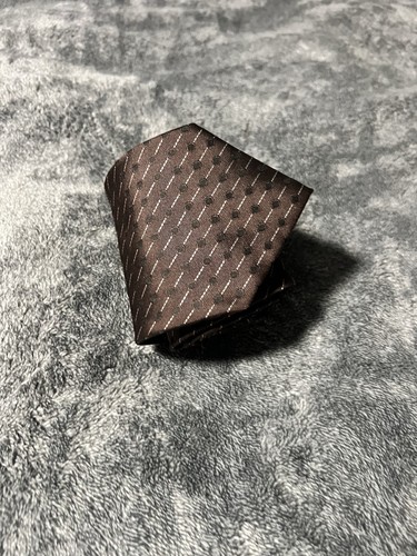 Yves Saint Laurent Brown Tie 100% Silk YSL Striped Dots Italy 4” Classic Design - Picture 2 of 7