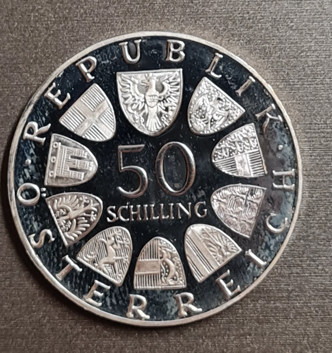 Seltene Silbermünze  Münze Österreich 50 Schilling Dom zu Salzburg 1974 #507