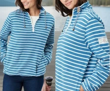Joules Pullover Sweatshirt Women’s 1/4 Zip  Size 14 Striped Long Sleeve