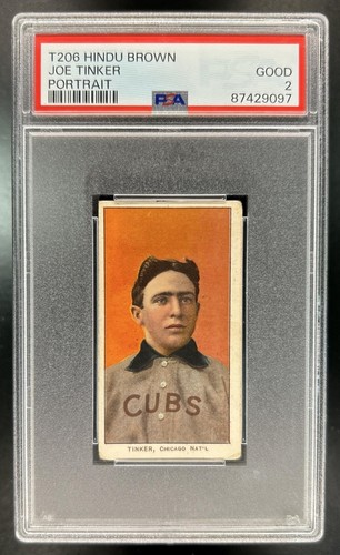 1909-11 T206 Joe Tinker Portrait HINDU PSA 2 Good