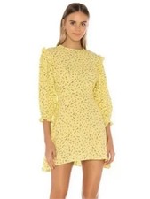 FAITHFUL THE BRAND | Edwina Mini Dress In La Pica Floral Print Yellow Sz. 6