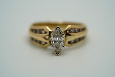 Vintage 14k Yellow Gold 0.75ct Marquise Diamond Ring Size 6.75 Weight: 4.19g