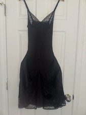 Vintage Retro 1970s Sheer Black Lace Slip Sheer Madness By Cira Lingerie Size36