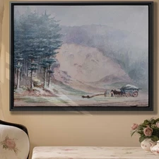 Rural Landscape Watercolor Canvas Print Vintage Art Wall Decor Rustic Artwork