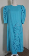 Vintage 80's Dress Womens M/L Union Made USA Baby Blue has Flaws READ Talon Zip