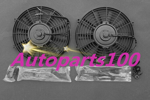 QLD Universal Two 14 inch 12V Electric Cooling Fan Thermo Fan + Mounting kits - Picture 2 of 9