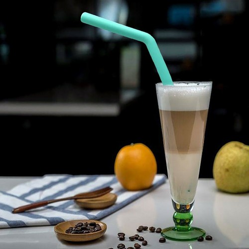 Premium Silicone Reusable Wide Bent Straws for Smoothies, Bubble Tea, 15 Colours - Picture 24 of 41