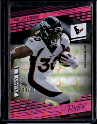 2021 Panini Prestige #27 Phillip Lindsay 32/50 Xtra Points Pink