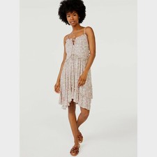 Scoop Women's Sleeveless Ruffle Hem Sundress, Pink Watercolor Ditsy, Small 4-6
