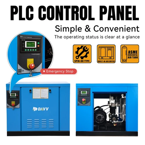 460V 3Ph 10HP 125PSI Rotary Screw Air Compressor w/ Vertical ASME 60 Gallon Tank - Picture 8 of 12