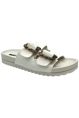 Muk Luks Double Buckle Slide Sandals Sandals Isla White