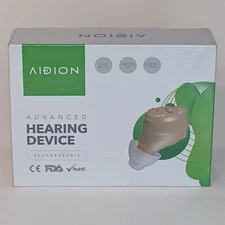 Aidion Advanced Rechargeable Hearing Aid Device Left & Right w/ Chargers & Domes