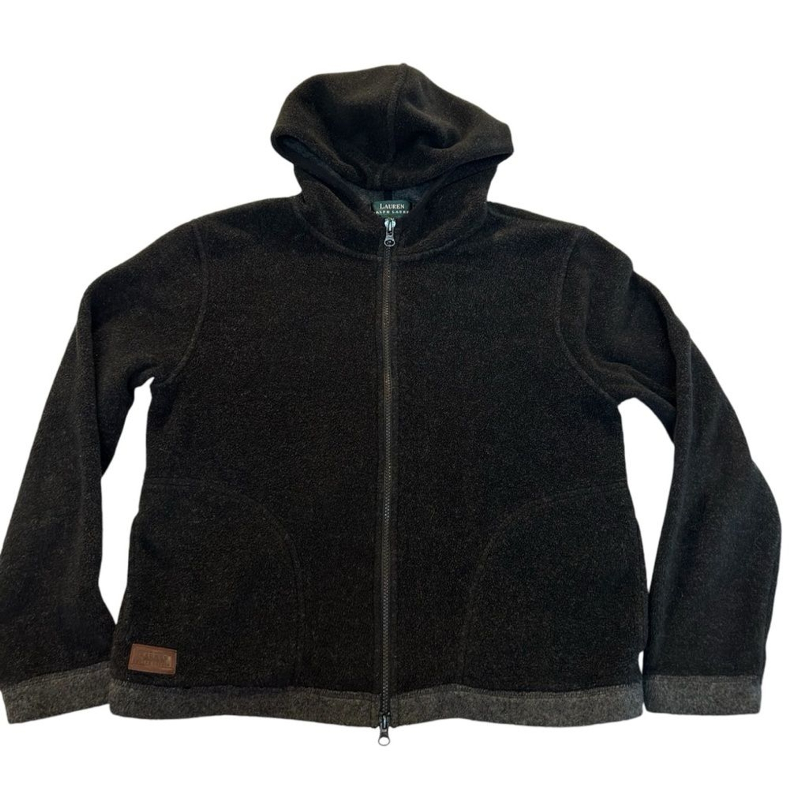 Lauren Ralph Lauren Black Fleece Zip-up Jacket M
