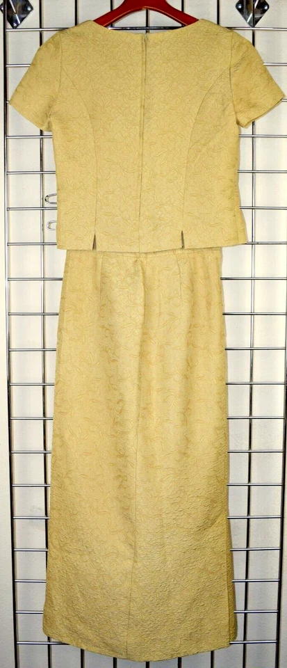 Conjunto de falda top vintage hecha a mano talla S/M años 50 amarillo dorado pálido con textura remolinada Foto 3 de 4