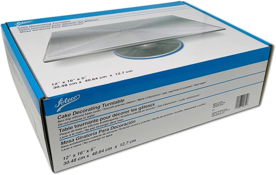 Suporte giratório para decoração de bolo Ateco 614 base retangular de alumínio - antiderrapante - Imagem 2 de 3