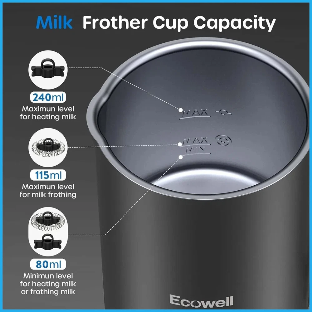 Milk Frother 4 in 1 Coffee Frother Electric Milk Steamer Warmer Cold Foam