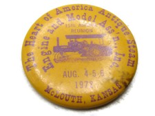 1972 McLouth KS Pinback Button Heart of America Antique Steam Engine Assn