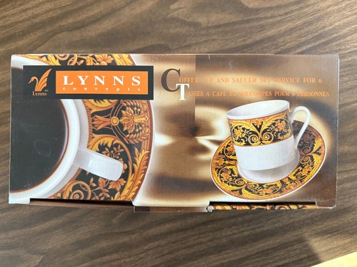 Lynns Concepts Bone China Service for 6 Espresso/Demitasse Cups Plates Box Set - Picture 1 of 5