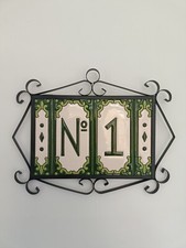 Jacho Green Hand-painted Ceramic Green Number Tiles 11 x 5.5 cm  & Metal Frames