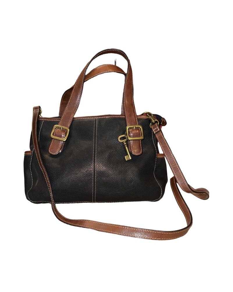 Fossil Black and Brown Leather Purse Shoulder and Hand  display picture 2