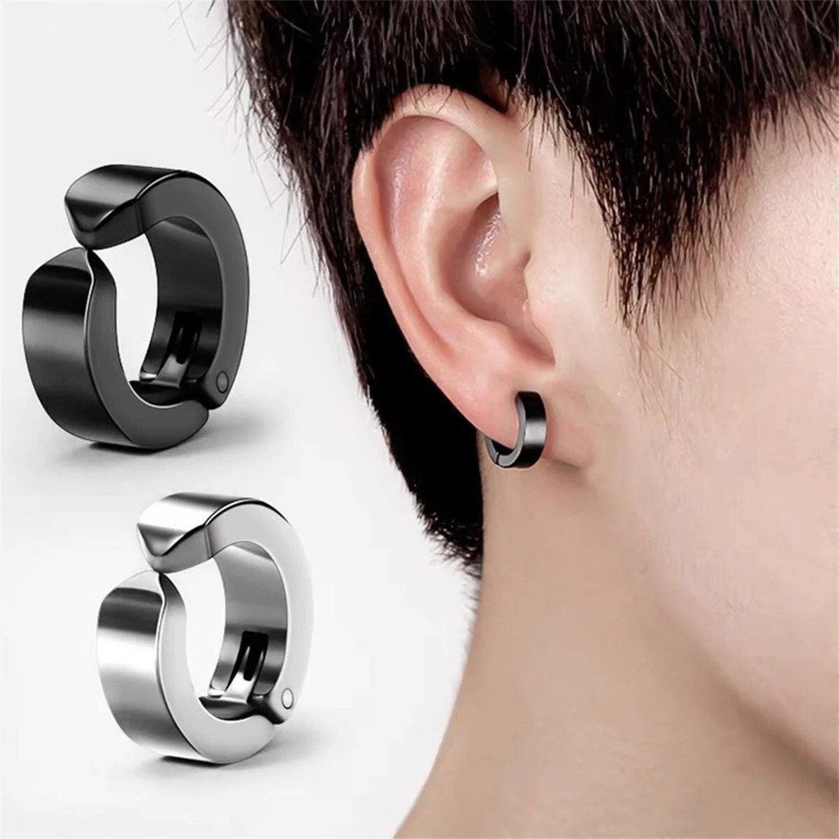 Magnetic Clip Earrings for Mens Womens Titanium Steel No Piercing Hoop Gift