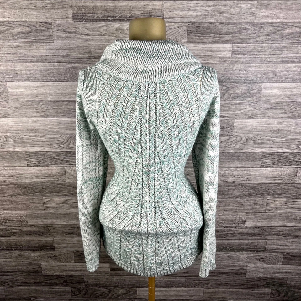 GUINEVERE Pullover Cuello Capucha Verde Mezcla Lana Suéter Para Mujer Talla Mediana Foto 3 de 4