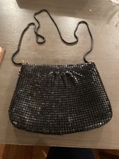 Vintage Black Mesh and Metal Small Evening Bag Clutch Coin Purse