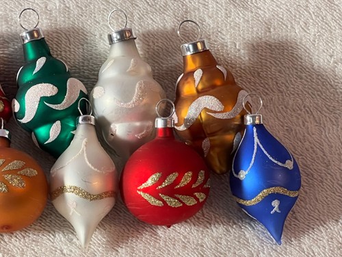 Christmas ornaments set of 10 glass miniature various shapes PO8995 - Picture 3 of 5