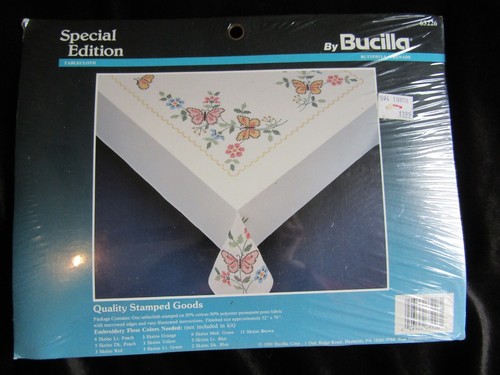 Bucilla Tablecloth Stamped for Cross Stitch Butterfly Serenade Special Edition - Picture 2 of 8