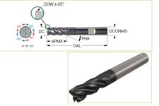 ISCAR Roughing Finishing Solid Carbide Endmill 20mm Dia / 140mm OAL /38 / 4FL